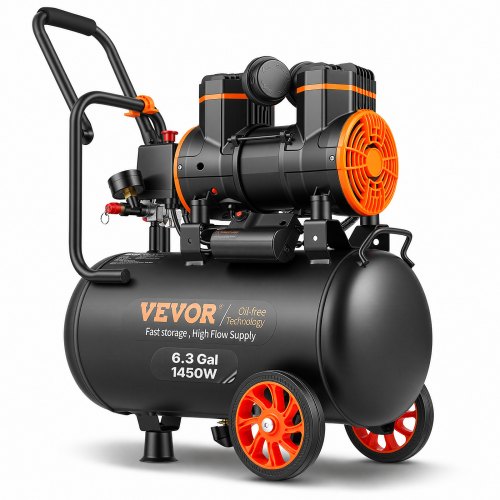 VEVOR 6.3 Gallon Air Compressor, 2 HP 3.35 CFM@90PSI Air Compressors with Max. 116PSI Pressure, Oil Free Compressor Tank for Auto Repair, Tire Inflati