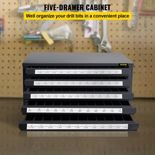 VEVOR Drill Bit Dispenser Organizer Cabinet 3 Boxes Size 1/16"-1/2" A-Z #1-60 