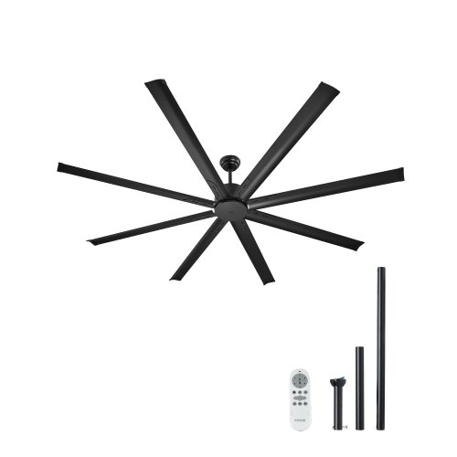 

VEVOR 213 cm Aluminum Ceiling Fan Without Light Remote Control DC Motor Black