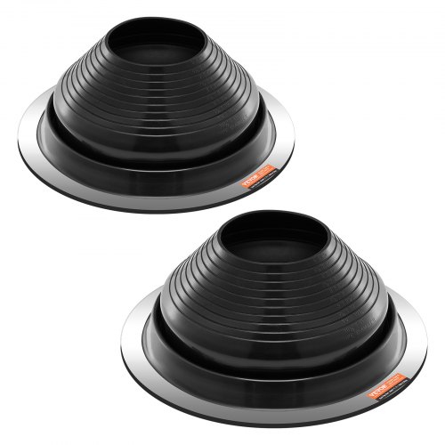 VEVOR 2 Pcs Roof Pipe Flashing Boots, Fit Pipe OD 150 to 280 mm, Flexible EDPM Roofing Jack Pipe Flashing, High Temp -55â to 100â, Round Black Met