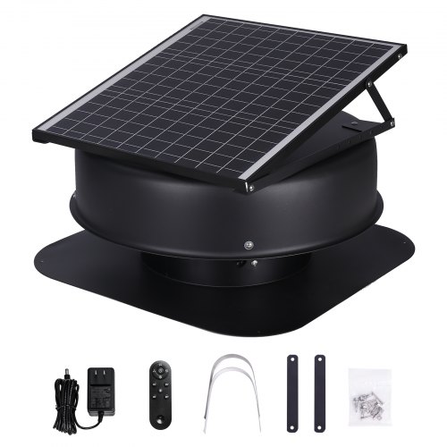 

VEVOR Solar Attic Fan, 40 W, 1230 CFM Large Air Flow Solar Roof Vent Fan, Low Noise and Weatherproof with 110V Smart Adapter, Ideal for Home, Greenhouse, Garage, Shop, RV, FCC Listed