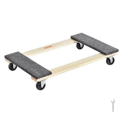 

VEVOR Furniture Dolly, 1000 lbs Load Capacity, 18" x 30", 4 x 3" PP Swivel Casters, Heavy Duty Hardwood Furniture Moving Dolly, Mover's Dolly, Moving Cart with Wheels for Heavy Furniture Home Cleaning