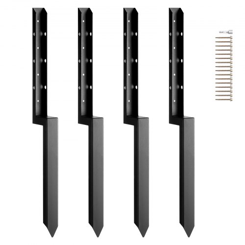 

VEVOR Fence Post Anchor Repair Kit, 4 Pack Inner Diameter 2 x2 Inches Heavy Duty Steel Fence Post Support Stakes, Anchor Ground Spike for Repair Tilted, Broken Wood Fence Post