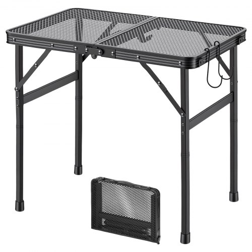 Vevor Folding Grill Table 24X16 In Camping Tables 90 Lbs Capacity Aluminum, Lightweight Compact For Picnic BBQ Tailgating, Adjustable Height, Outdoor-image