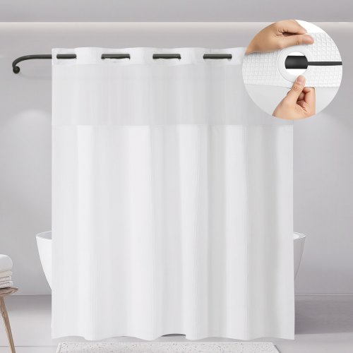 VEVOR No Hook Shower Curtain with Snap-in Liner 74 x71 in for Bathroom Showers