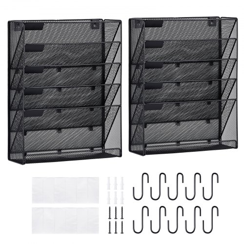 

VEVOR File Wall Rack Mesh Wall File Holder 2-Piece 6 Pocket for Office/School