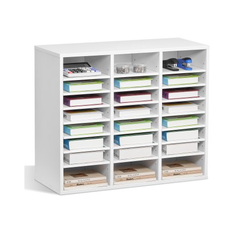 

VEVOR Wooden Literature Organizer 24 Compartments with Adjustable Shelves White