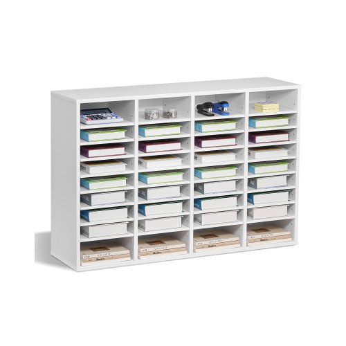 

VEVOR Wooden Literature Organizer 36 Compartments with Adjustable Shelves White