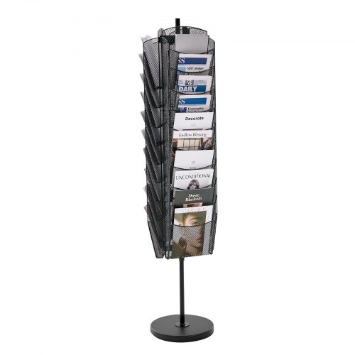 

VEVOR Rotating Brochure Display Rack, 30 Pockets Mesh Magazine Literature Display Stand, Portable Floor Standing Magazine Rack, Metal Newspaper Catalog Holders for Shop Exhibitions Office Trade Show
