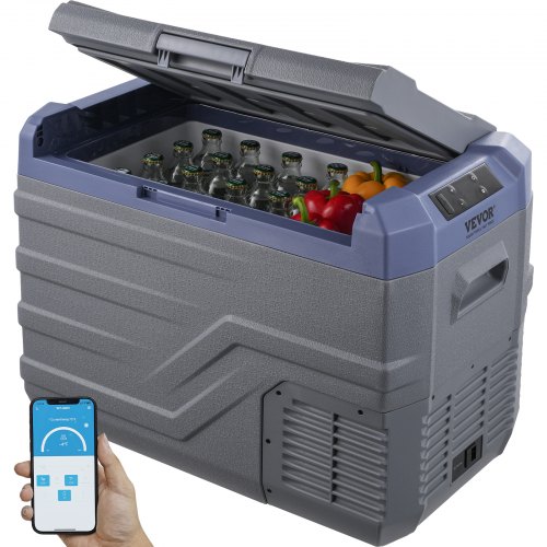 VEVOR Car Refrigerator, 12 Volt Car Refrigerator Fridge, 37 L Single Zone Portable Freezer with Built-in Light, -4℉-68℉, 12/24V DC and 100-240V AC Compressor Cooler for Outdoor, Camping, RV