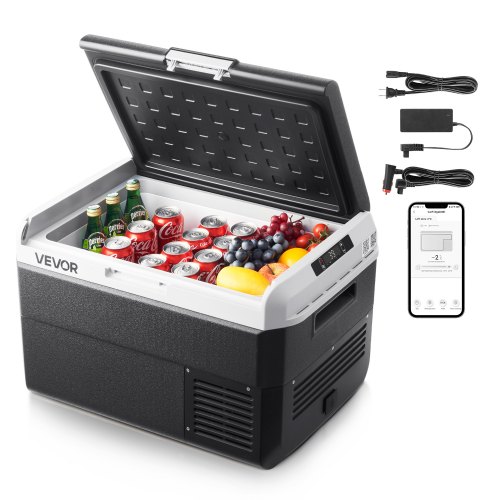 

VEVOR 12 Volt Car Refrigerator, 52.8QT/50L Car Fridge, Portable Electric Cooler with -4℉~68℉ Adjustable Temperature, 12/24V DC and 100- 240V AC Compressor Freezer for Outdoor, Camping, Travel, RV