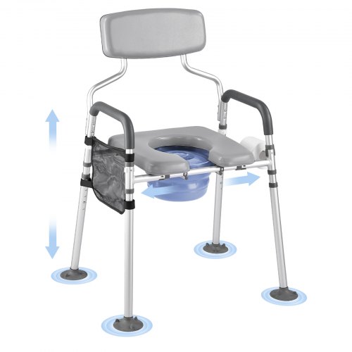 

VEVOR Bedside Commode Chair, 500 lbs Capacity, 4-in-1 Portable Toilet and Raised Toilet Seat with Padded Seat & Backrest, Detachable 5L Bucket, Adjustable Height & Width Adult Potty Chair for Seniors