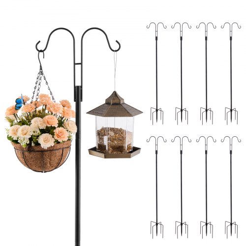 

Double Shepherds Hook 8 Pack 60 Inch Heavy Duty Bird Feeder Pole