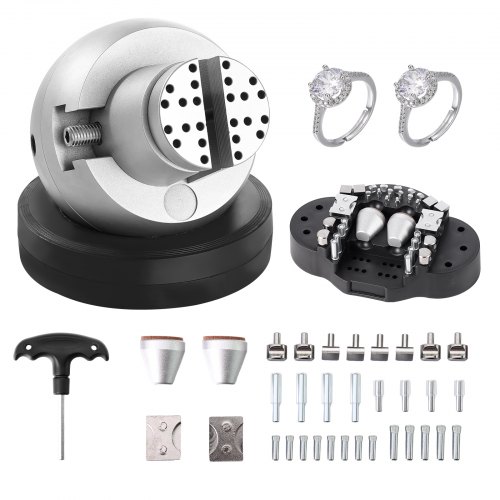 VEVOR Ball Vise, 5" Engraving Setting Tool, 360° Rotation Engraving Block Vise, 35 PCS Attachment Jewelry Engraving Block Tools Standard Block for Gemstone Inlay and Small-Scale Engraving