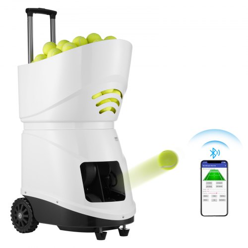 VEVOR Tennis Ball Machine, Automatic Portable Tennis Ball Launcher, 150 Balls Tennis Training Practice Thrower, 5 Motors Multi-Mode Drills, 2+ Hours Play, Rechargeable Battery, App Remote Control