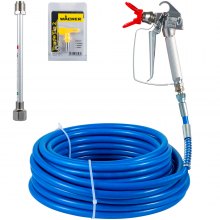 VEVOR Airless Paint Spray Hose Kit, 50ft 3600psi High-Pressure Fiber Tube with 8" Extension Rod Pole, Including 517 Tip and Tip Guard, 1/4" Swivel Joint for Homes Buildings Decks or Fences