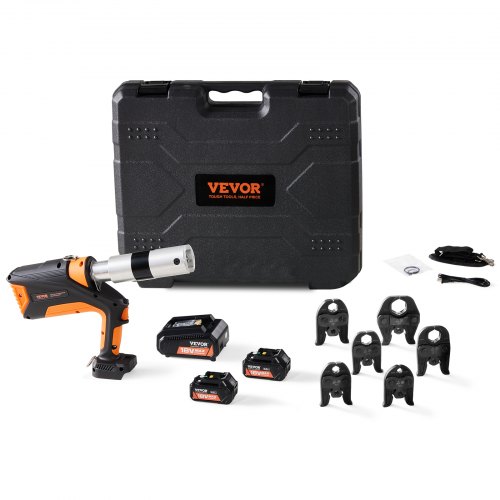 VEVOR Professional 18V Cordless Pipe Crimper, suitable for 1/2-2 Stainless Steel, Copper, PEX Tubing, features 360° Swivel, Brushless Motor & includes 6 Crimping Jaws