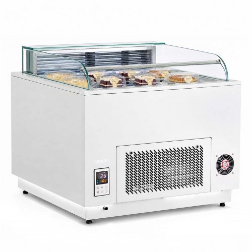 VEVOR Open Air Merchandiser, 3.1 cu. ft. Shelving Commercial Refrigerator, Grab and Go Fan Cooling Display Cooler, with LED Lighting, Night Curtain, H