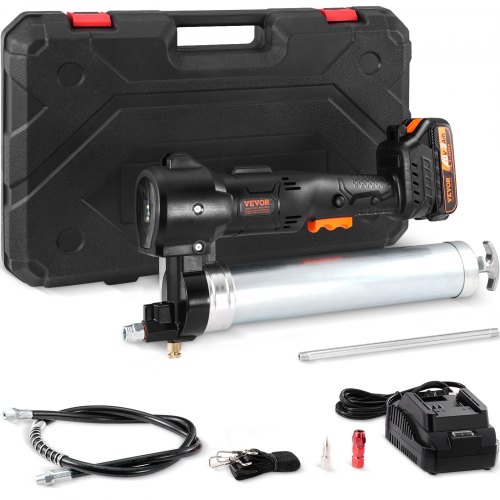 

VEVOR Cordless Grease Gun, 20-Volt, 10,000 PSI, 39" Long Hose, Electric Grease Gun Kit Professional High Pressure Battery Powered Grease Gun with Carrying Case, Battery and Charger Included, Black