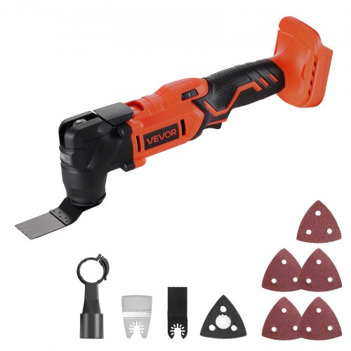 

VEVOR Cordless Oscillating Tool, 20V Multitool Oscillating Tool with 6 Variable Speeds 8500 - 17000 OPM, 3.2° Oscillation Angle, 8PCS Saw Accessories & LED Work Light (Battery Pack Not Included)