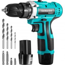 VEVOR Cordless Drill Driver, 12V Max Cordless Drill Combo Kit, 2/5" Keyless Chuck Impact Drill, Electric Screwdriver Set With 2 Speed, 18+1 Torque Brushless Cordless Drill for Home Improvement & DIY