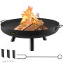 VEVOR Fire Pit Bowl Round Fire Pit 30-Inch Carbon Steel for Outdoor Patio Black