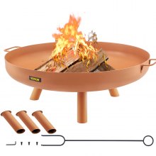 VEVOR Fire Pit Bowl Round Fire Pit 30-Inch Carbon Steel for Outdoor Patio Brown