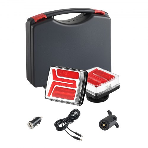 

VEVOR Trailer Lights, 2PCS 12V Square LED Magnetic Wireless Trailer Tail Lights Kit with Stop Brake Turn Tail License Plate Lamp, Waterproof Tow Lighting Kit for Boat Truck Camper RV Tractor Caravan