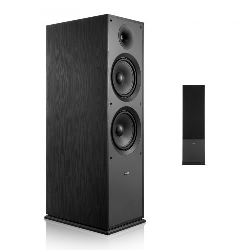 VEVOR Passive Floorstanding Speaker, 2-Way, Floor-Standing Tower Speaker with 25.4 mm Tweeter, Dual 203.2 mm Woofers, 600W Peak, 50Hz–20kHz Frequency Response, Durable MDF Enclosure, for Home Audio, Single