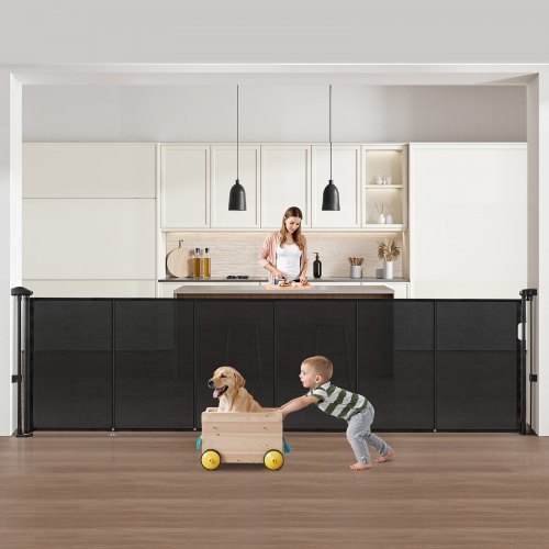 

VEVOR Retractable Baby Gate 870 mm Tall Extend to 2800 mm Wide Kids Pets Black