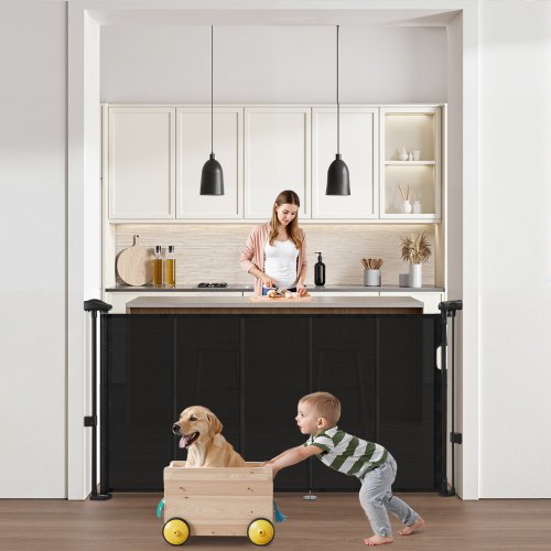 

VEVOR Retractable Baby Gate 870 mm Tall Extend to 1400 mm Wide Kids Pets Black