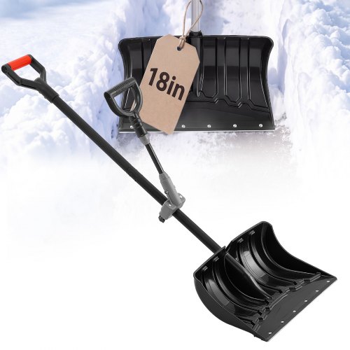 Vevor Snow Shovel For Driveway 18" Plastic Shovel Assist Handle & D-Grip, For Home Garden Camping Outdoor Use, Steel Strip, Large Capacity Lightweight-image