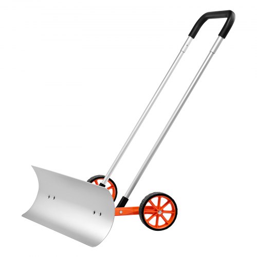 Vevor Snow Shovel with Wheels, 30 inch Snow Shovel for Driveway, Metal Snow Shovel Pusher for Snow Removal, Heavy Duty Shovel Pusher with Wide Blade and U-shaped Aluminum Alloy Handle