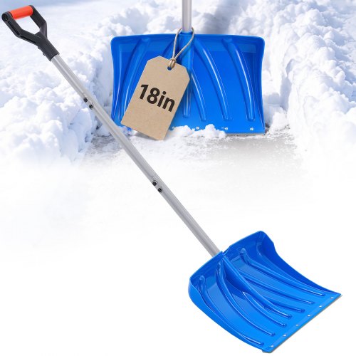 Vevor Snow Shovel For Driveway 18" Wide Plastic Shovel With D-Grip Handle, For Home Garden Camping Outdoor Use, Steel Strip, Large Capacity Lightweigh-image