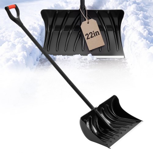 Vevor Snow Shovel For Driveway 22" Wide Plastic Shovel With D-Grip Handle, For Home Garden Camping Outdoor Use, Aluminum Strip, Large Capacity Lightwe-image
