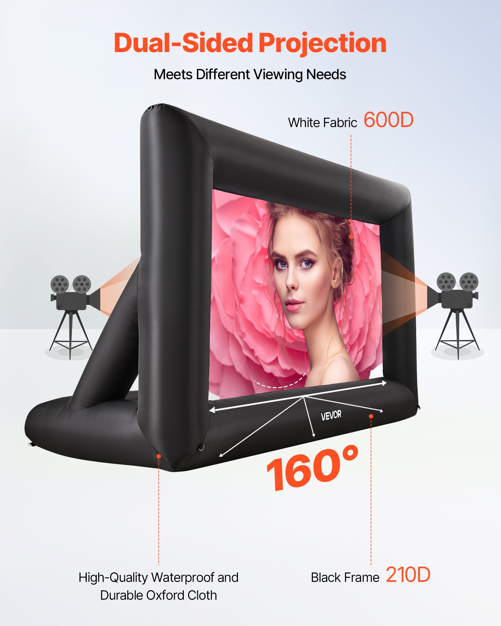 VEVOR 4,27 m täispuhutav filmiekraan, 3600×1600×2380 mm