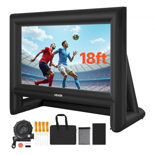 VEVOR 18FT Inflatable Movie Screen, Inflatable Projector Screen with Portable Storage Bag, 16:9 Easy Set Up Movie Projection for Outdoor Backyard, Home Theater, Theme Party