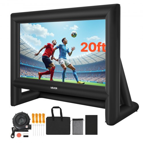 VEVOR 20 ft Inflatable Movie Screen, 600D Washable Inflatable Projector Screen with Portable Storage Bag, 16:9 Easy Set Up Movie Projection for Outdoor Backyard, Home Theater, Theme Party, Pool Fun