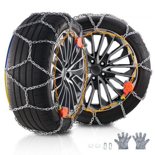 

VEVOR Auto Tightening Snow Chains, Diamond Mesh Traction Wheel Chains for Anti-slip, Manganese Alloy Steel Emergency Tire Chains for Tires 255/65-16、255/60-18、235/55-19、245/70-16 (Set of 2)