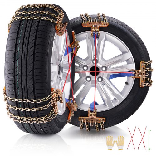 

VEVOR 8 PCS Snow Chains Tire Width 9.2-11.2in/235-28mm for Car/Pickup/SUV/Truck