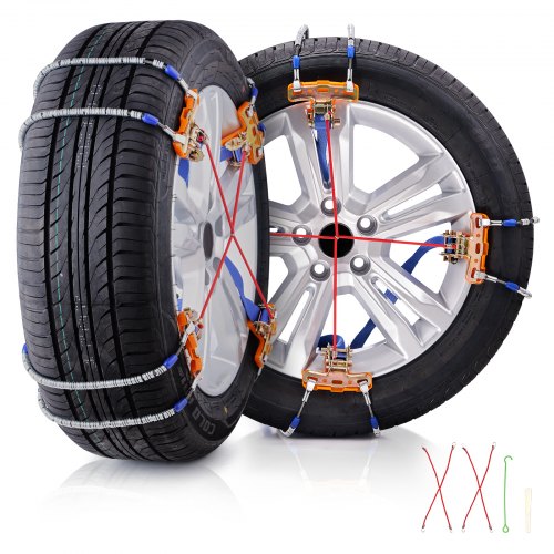 

VEVOR 8 PCS Snow Chains Tire Width 9.2-11.2in/235-28mm for Car/Pickup/SUV/Truck