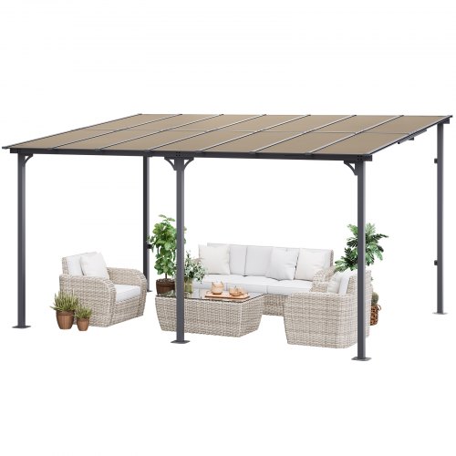 

VEVOR 10' x 14' Lean to Gazebo for Patio Hard Top Pergola Aluminum Frame