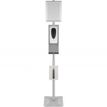 VEVOR Automatic Hand Dispenser Stand 1000ml Infrared Sensing Dispenser 3 Nozzle Modes with Signboard & Tissue Box Hand Dispenser 55''-63'' Height Adjustable for Home Hospital & Public Areas