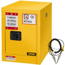12 Gallon Yellow Safety Storage Cabinet Warning Label Manual Close Steel Pro