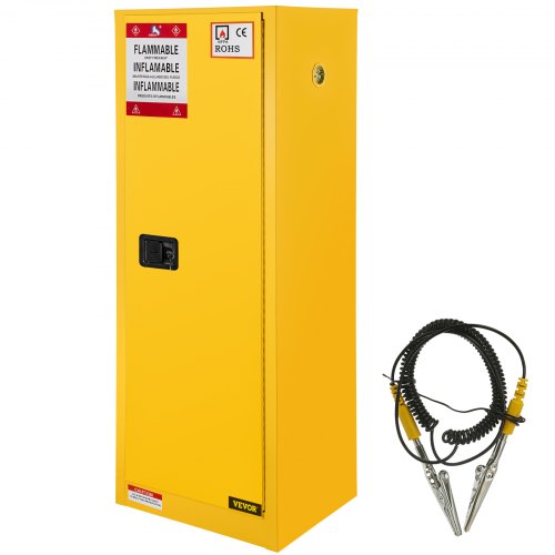 Safety Cabinet for Flammable Liquids Single door and Manual Close Yellow Hazardous Storage 900 x 460 x 460MM