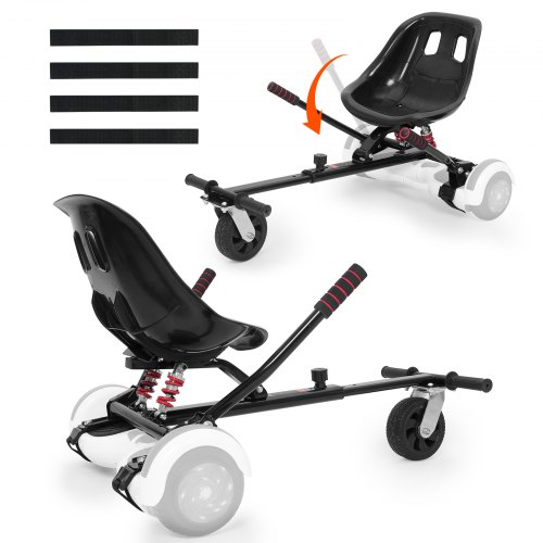 VEVOR Hoverboard Seat Attachment, for 6.5 8 8.5 10 Hoverboards, Dual Shock Absorption System, Grips Control, Adjustable Length 270 LBS load Capacity, Hover Board Buggy Attachment, for Kids Adults