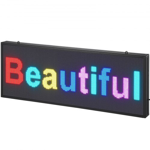 

VEVOR Programmable LED Sign, P10 Full Color LED Scrolling Panel, DIY Custom Text Pattern Display Board, WIFI USB Control Message Shop Sign for Store Business Party Bar Advertising, 40"x14