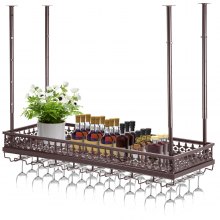 VEVOR Ceiling-Mounted Bar Wine Rack Wine Glass Hanging Rack 35.8x13in Coppery
