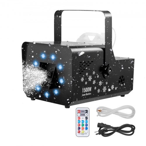 VEVOR Handheld Hanging Snow Machine with Lights 1500W Remote & DMX512 Control