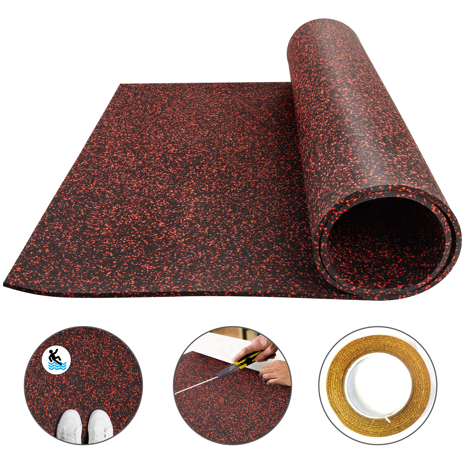 Rubber Flooring Mats Rolls For Floor Car Gym Garage Matting Roll 3.6'x6.2' 9.5mm от Vevor Many GEOs
